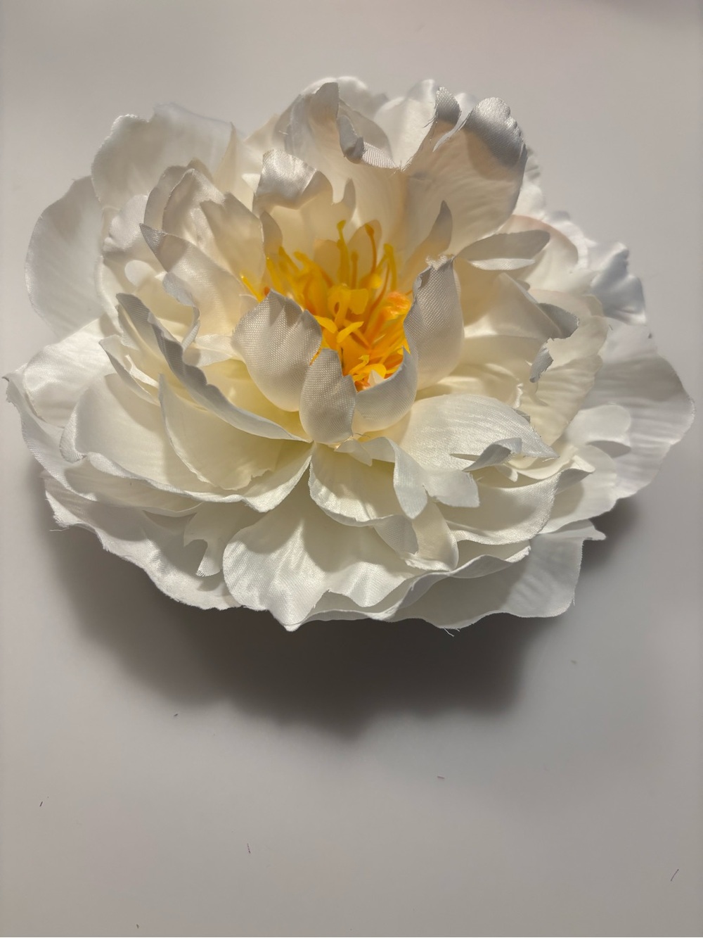 White and Yellow Floral Hair Tie - Elegant Peony Accent